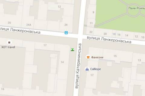 Бэклайт B в Одессе, 1.2x1.8  Єкатеринінська вул., 14 - Ланжеронівська вул. схема