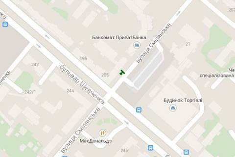 Ситилайт A в Черкассах, 1.2x1.8  Шевченка бульв. - Смілянська вул. схема