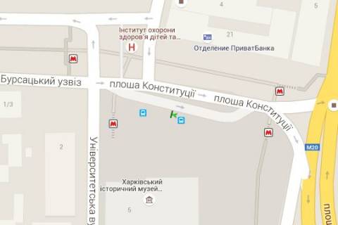 Бэклайт B в Харькове, 1.2x1.8  Конституції пл. - Університетська вул., (зупинка) №2 (В) схема