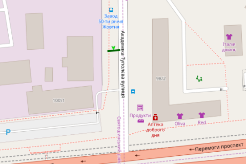 Billboard A in Vasylivka, 3x6  Akademika Tupoleva st., 98/2  - Peremogi st. scheme