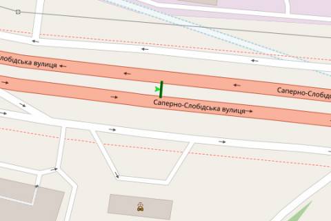Бэклайт A в Киеве, 6x3  Саперно-Слобідська вул., напроти заправки "WOG" розподілювачі №2 (у напрямку Південого мосту) схема