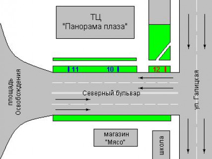 Бэклайт B в Ивано-Франковске, 1.2x1.8  Північний бульв. - Галицька вул. схема