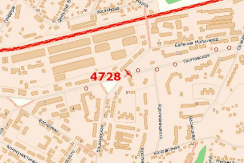 Билборд B в Васильевке, 3x6  Полтавська вул. - Дружби народів пл. схема