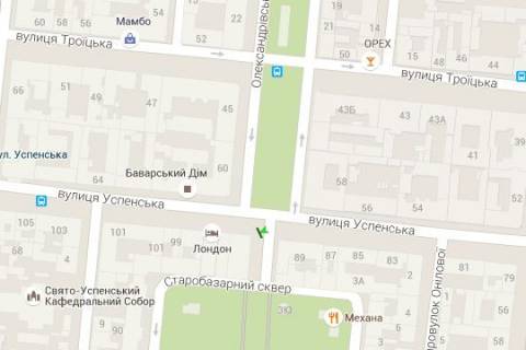 Бэклайт B в Одессе, 1.2x3.6  Успенська вул., 91 - Українських Героїв просп. (Олександрівський просп) схема
