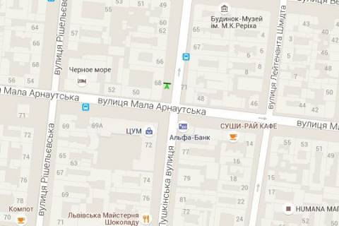 Citylight A in Odessa, 1.2x1.8  Puskins'ka st., 68 scheme