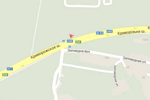 Билборд A в трассах Днепропетровска, 3x6  Криворізьке шосе - Заповідна вул. схема