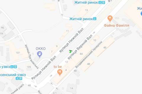 Бэклайт A в Киеве, 1.2x1.8  Верхній Вал вул., 4А, бульварна частина схема