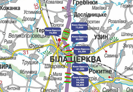 Білборд, Бігборд (Борд)  A на трасах Київської області, 3x18  Траса M-05, Київ-Одеса, 80,800 (Напрямок з  Одеси в Киів) схема