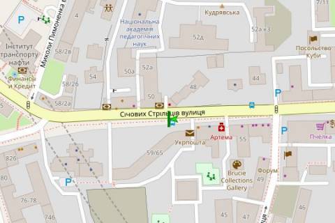 Бэклайт B в Киеве, 2.3x3.14  вул. Січових Стрільців (Артема)., 59-65 схема