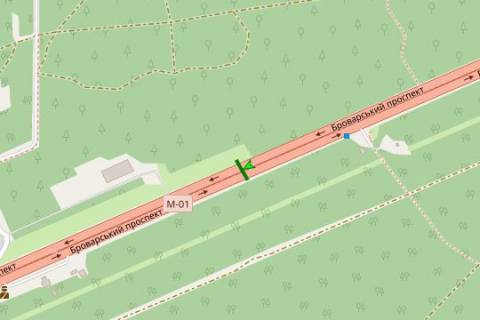 Билборд A в Киеве, 6x3  Броварський просп.,  на розподілювачі №5 (у напрямку Києва) схема