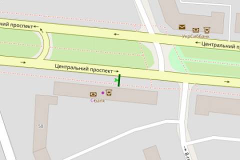 Сiтiлайт A у Миколаєві, 1.2x1.8  Центральний просп. (Леніна просп.), 21 - Гліба Бабіча вул. (8 Березня) схема