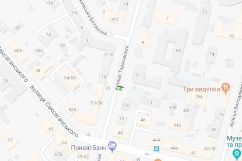 Бэклайт A в Киеве, 1.2x1.8  Тарасівська вул., 11 схема