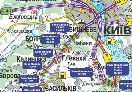 Билборд A на трассах Киевской области, 3x18  Траса M-05, Київ-Одеса, 21,100 (Напрямок з  Одеси в Киів) схема
