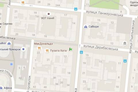 Бэклайт B в Одессе, 1.2x1.8  Дерибасівска вул., 17 - Єкатеринінська вул. схема
