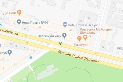 Сiтiлайт B у Києві, 1.2x1.8  Шевченка Тараса бульв., 38/40 готель "Експрес"  схема