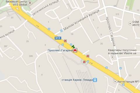 Citylight A in Vasylivka, 1.2x1.8  Vernads'kogo st. - Gagarina prosp., (zupinka No1) (v centr) scheme