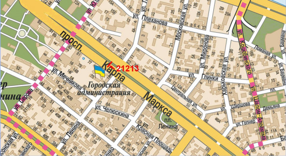 Бэклайт B в Днепр (Днепропетровск), 1.2x1.8  Дмитра Яворницького (Карла Маркса) просп. - Воскресенська вул. (Леніна вул.), (зупинка) №7 схема