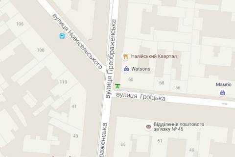 Бэклайт A в Одессе, 1.2x1.8  Преображенська вул., 62 - Троїцька вул. - Новосільського вул. схема