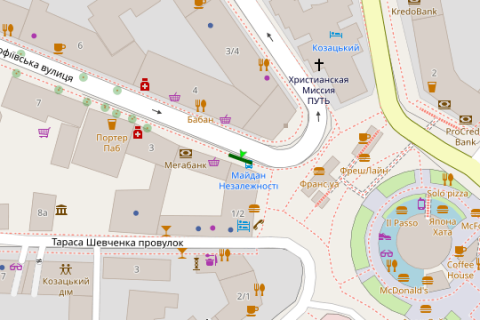 Бэклайт A в Киеве, 1.2x1.8  Софіївська вул., 1 схема