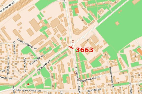 Билборд A в Васильевке, 3x6  Гагаріна вул. - Грушевського Академіка вул. схема