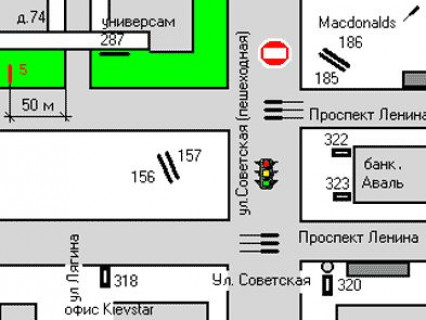 Бэклайт A в Николаеве, 1.2x1.8  Центральний просп. (Леніна просп.), 74 схема