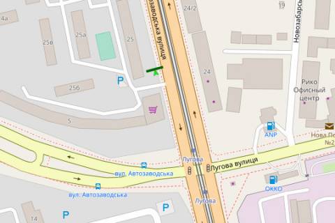 Билборд B в Киеве, 3x6  Автозаводська вул., 25 (у напрямку Полярной вул.) схема