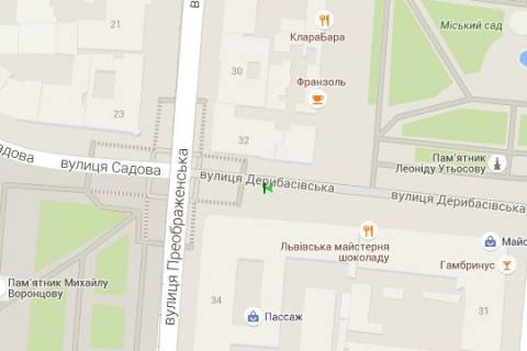 Бэклайт B в Одессе, 1.2x1.8  Дерибасівска вул., 33 - Преображенська вул. схема