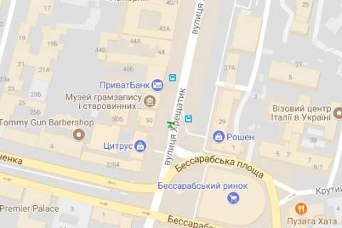 Сiтiлайт B у Києві, 1.2x1.8  Хрещатик вул., 50 схема