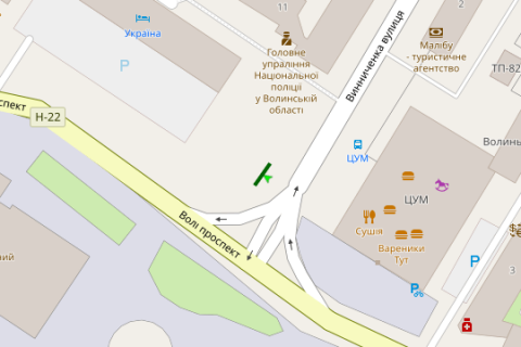 Скроллер A в Луцке Театральна пл. - Вінниченка вул. - Волі просп. - 294583 схема