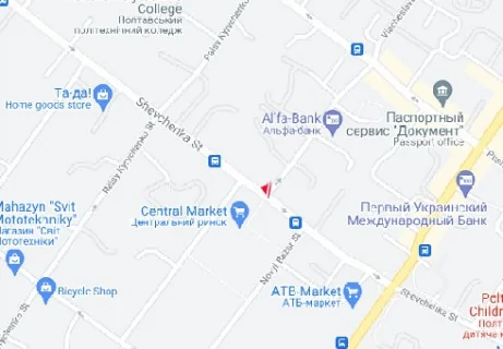 Видеоборд A в Полтаве, 2.3x3.14  Шевченка вул., 53 (розширення 480х336) - 662891 схема