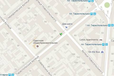 Бэклайт A в Одессе, 1.2x1.8  Тираспольська вул. - Новосільського вул., 96 схема