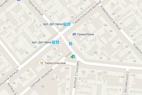 Бэклайт B в Одессе, 1.2x1.8  Дьогтярна вул. - Щепний пров. - Тираспольська вул. - Успенська вул. (остановка) схема