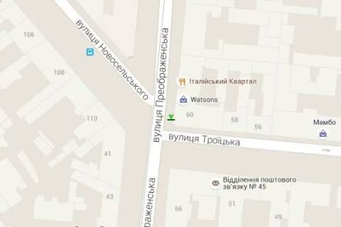 Бэклайт B в Одессе, 1.2x1.8  Преображенська вул., 62 - Троїцька вул. - Новосільського вул. схема
