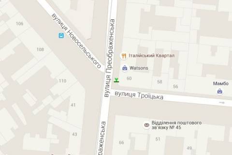 Ситилайт B в Одессе, 1.2x1.8  Преображенська вул., 62 - Троїцька вул. - Новосільського вул. схема