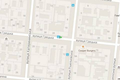 Citylight A in Odessa, 1.2x1.8  Grec'ka st., 26/28 - Risel'evs'ka st. scheme