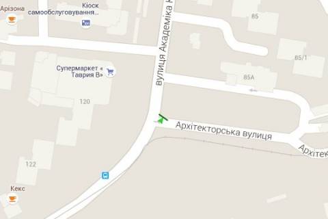 Билборд A в Васильевке, 3x6  Академіка Корольова вул. - Архітекторська вул. схема