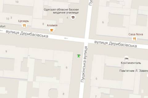 Беклайт A у Одесі, 1.2x1.8  Італійська вул. (Пушкінська)., 6 - Дерибасівска вул. схема