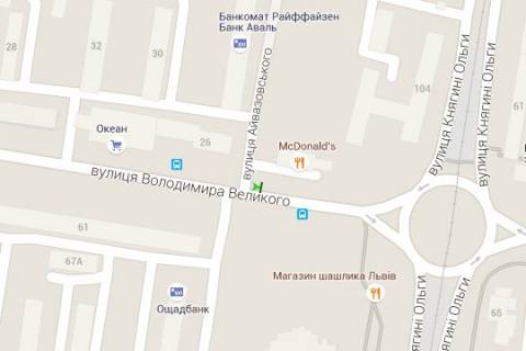 Бэклайт B в Львове, 1.2x1.8  Володимира Великого вул., 24-а схема