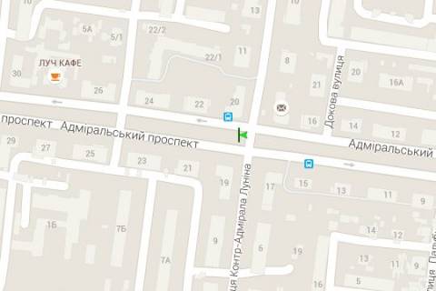 Billboard A in Odessa, 3x6  Admiral's'kij prosp. - Kontradmirala Lunina st. scheme