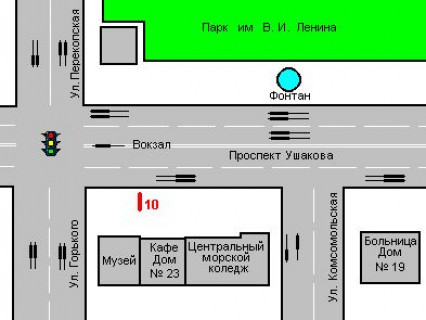 Бэклайт B в Херсоне, 1.2x1.8  Ушакова просп., 23 схема