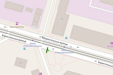 Билборд B в Киеве, 3x6  Бориспільська вул., 6 - Вереснева вул. схема