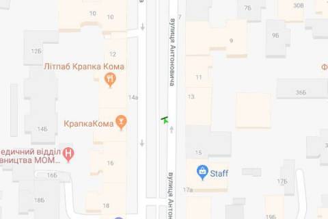 Ситилайт A в Киеве, 1.2x1.8  Антоновича вул. (Горького вул.), 13, бульварна частина схема