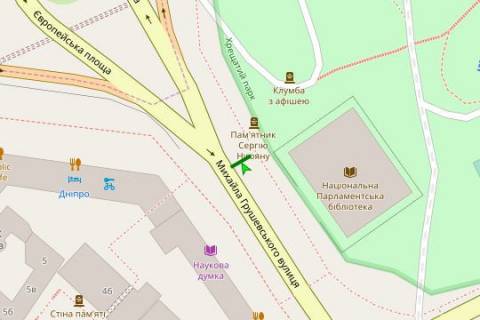 Ситилайт A в Киеве, 1.2x1.8  Михайла Грушевського вул., 1, готель «Дніпро» (FB) схема