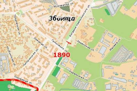 Билборд A в Васильевке, 3x6  Богдана Хмельницького вул., 222 - Грінченка вул. схема