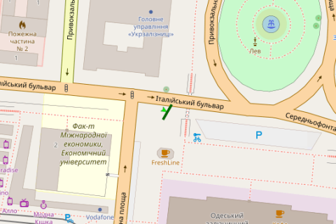 Бэклайт A в Васильевке, 2.3x3.14  Привокзальна пл., 2/1 - Старосінна вул. (1,95х2,93) схема