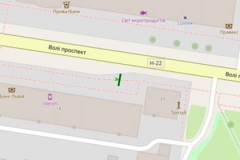 Ситилайт A в Луцке, 1.2x1.8  Волі просп., 14 (№3) схема