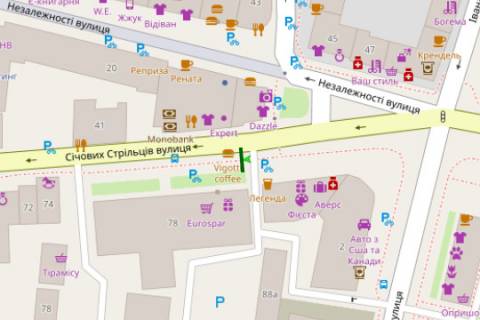 Билборд B в Ивано-Франковске, 3x6  Січових Стрільців вул., 78 схема