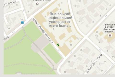 Ситилайт A в Львове, 1.2x1.8  Університетська вул., 1 (ліва) схема