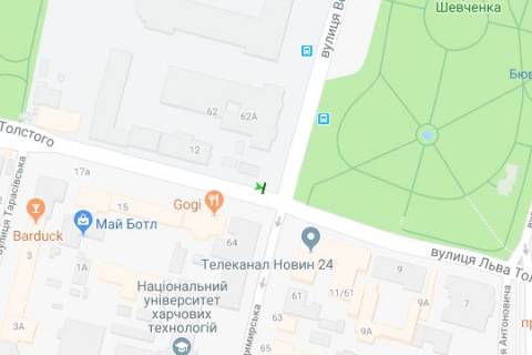 Беклайт B у Києві, 1.2x1.8  Гетьмана Павла Скоропадського вул. (Льва Толстого)., ./вул.Володимирська схема