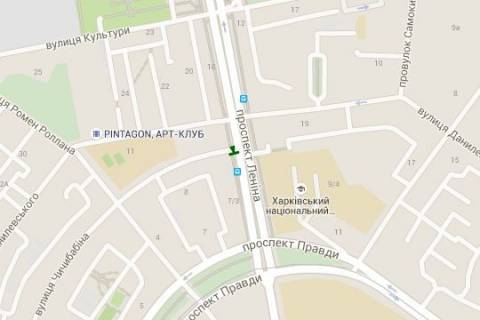 Ситилайт A в Харькове, 1.2x1.8  Науки просп. (Леніна просп.), 7 - Бориса Чичибабіна вул. схема